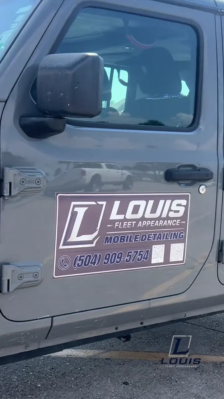 Louis Fleet Appearance branding on a mobile detailing vehicle